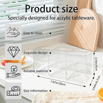 Daxolanz 3 Section Acrylic Cutlery Organizer for Countertop, Modern Flatware Storage Caddy for Spoons Forks Knives, Space Saving Utensil Holder for Kitchen, Cabinet or Dining Room (Medium)