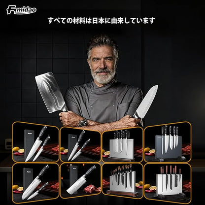 Magnetic Knife Block,Stainless Steel Magnetic Knife Holder Stand for Kitchen Counter,Strong Double Sided Magnet Knife Storage Rack