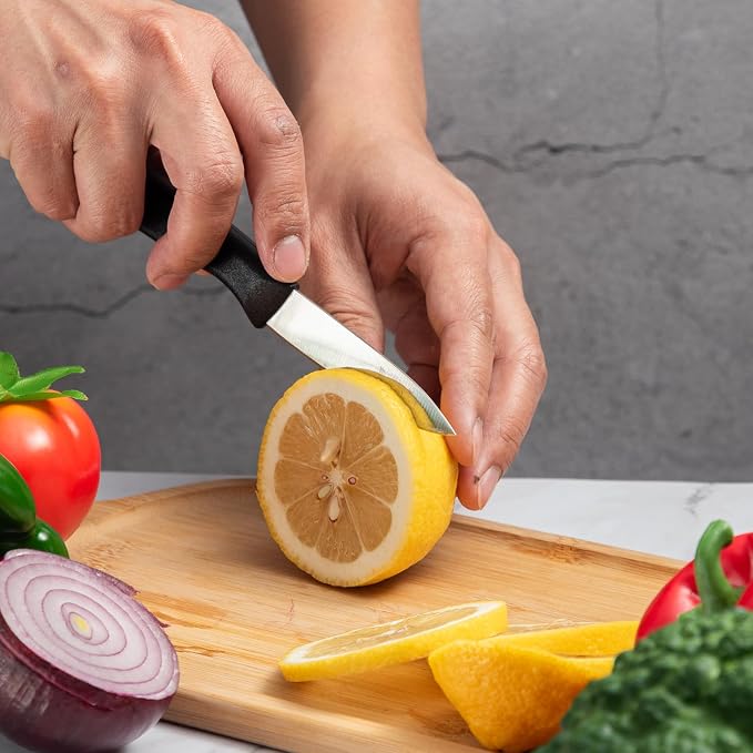 Paring Knife Fruit Knife Set (6 Pieces), Ultra Sharp Stainless Steel Vegetable and Fruit Knife with PP Plastic Ergonomic Handle for Cutting Fruits and Vegetables- Black