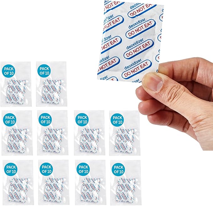 100 Packs 400CC Food Grade Oxygen Absorbers (10 Packs in Individual Vacuum Bag, 10x Packs of 10) Oxygen Absorbers for Food Storage, Oxygen Packet for Long Term Food Freshness (400CC(100-Pack)