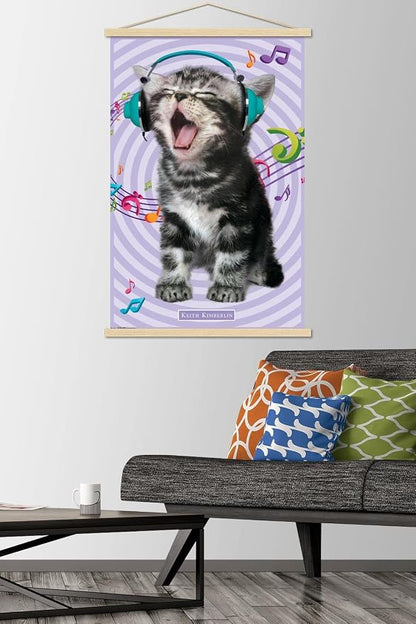 Trends International Keith Kimberlin - Kitten - Singing Wall Poster, 22.375" x 34", Premium Print and Beechwood Hanger Bundle