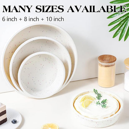 6 8 10 inch Silicone Round Cake Pans with Metal Reinforced Frame, Nonstick Layer Cake Molds for Baking, BPA Free Set of 3 (Cream)