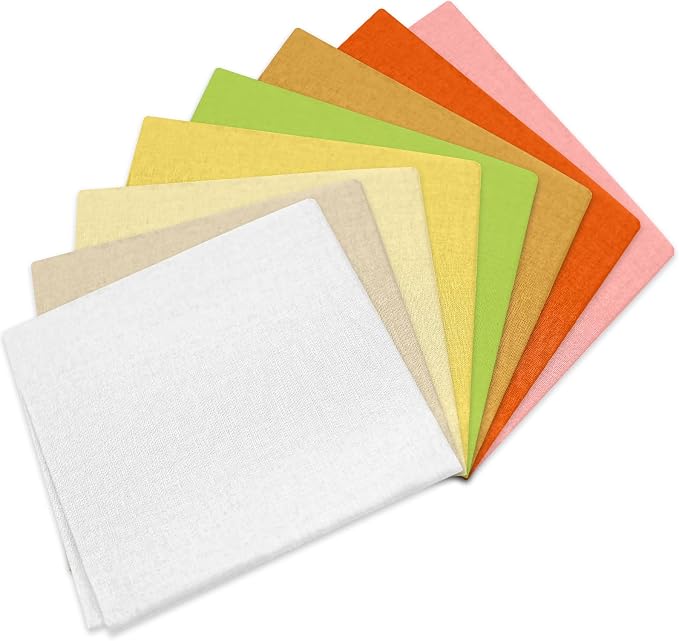 18 * 21inch Cotton Fabric, Premium Fabric Pure Quilting Fat Quarter Bundles Patchwork for Sewing DIY Craft (Orange Yellow Series, 8PCS)