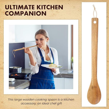 Baderke 2 Pcs 18 Inches Extra Long Wooden Spoons Large Non-stick Kitchen Wooden Spoons Giant Heavy Duty Stir Paddle for Cooking Mixing Stirring Heat Resistant Cooking Tool Chef Mom Gifts (Acacia)