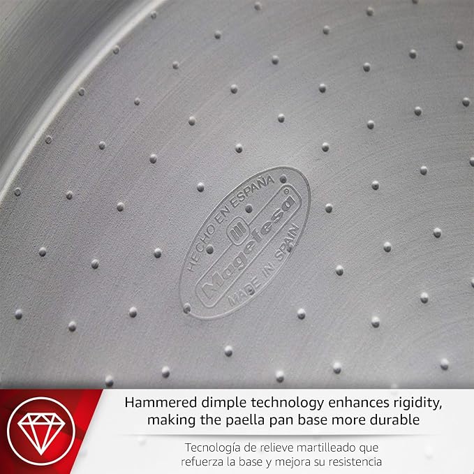 Magefesa 12" Carbon Steel Paella Pan – 30 cm - 4 Servings, Durable & Lightweight with Dimpled Surface, Ideal for Outdoor Cooking & Traditional Valencian Paella
