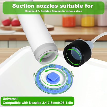 Elmond Glass Vacuum Containers (3-Size Set S M L)– Universal Compatible with Nozzles 2.4-3.8cm/0.95-1.5 in – For Handheld & Desktop Sealers