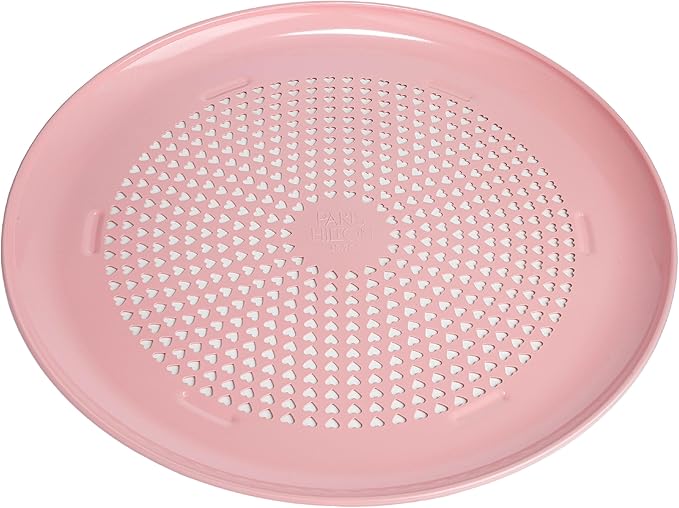 Paris Hilton Pizza Crisper with Heart Cut Outs, Heavy Duty Carbon Steel Baking Pan features Premium Nonstick Coating Made Without PFAS & PFOA, 15.75-Inch, Pink