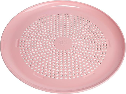 Paris Hilton Pizza Crisper with Heart Cut Outs, Heavy Duty Carbon Steel Baking Pan features Premium Nonstick Coating Made Without PFAS & PFOA, 15.75-Inch, Pink