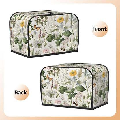 Floral Tropical Leaves 2 Slice Toaster Cover, Dustproof, Waterproof, Polyester, Kitchen Appliance Cover, Toaster Bag