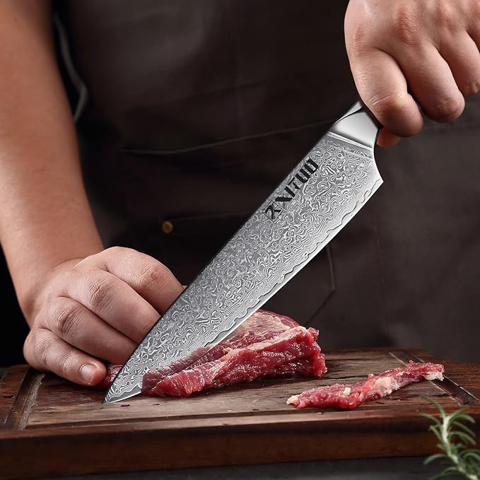 XITUO 8-Inch Damascus Steel Chef Knife, Japanese VG10 Super Steel Full Tang Blade, Razor Sharp Kitchen Knives, Ergonomic Abalone Shell Handle, Dazzling Series - Gift Box