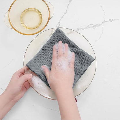 Homaxy 100% Cotton Waffle Weave Kitchen Dish Cloths, Ultra Soft Absorbent Quick Drying Dish Towels, 12 x 12 Inches, 24-Pack, Grey