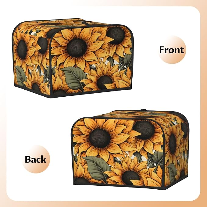 Sunflower Pattern 4 Slice Toaster Cover Wide Slot Dustproof Bread Maker Cover Fingerprint Bakeware Protection Kitchen Appliance Cover Toaster Bag