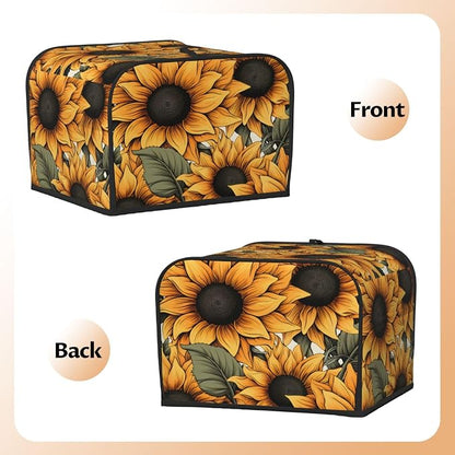 Sunflower Pattern 4 Slice Toaster Cover Wide Slot Dustproof Bread Maker Cover Fingerprint Bakeware Protection Kitchen Appliance Cover Toaster Bag