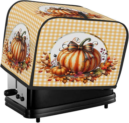 4 Slice Pumpkin Orange Autumn Toaster Cover Waterproof Dust Fingerprint Bread Machine Cover Washable Kitchen Appliance Protector For Home Kitchen Bakeware Table Decor Women Gifts