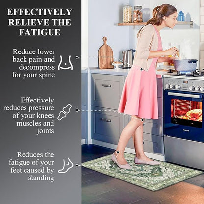 Cushioned Kitchen Rug Sets 3 Piece Anti Fatigue Mats for Floor Non Slip Waterproof Comfort Standing Mat Runner for Home Office, Sink, Laundry