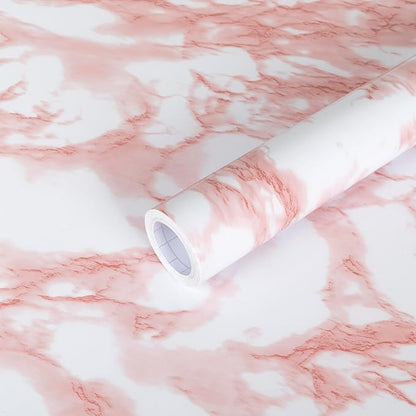 practicalWs White/Pink Marble Contact Paper Granite Peel and Stick Countertops Self-Adhesive Wallpaper Cabinets Drawer Shelf Wall Crafts Wall Paper Decorations 35.4 in x 118 in