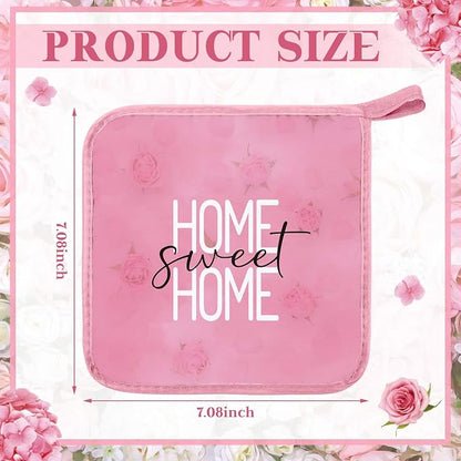 Bencailor 12 Pcs Pot Holders with Pocket Kitchen Hot Potholders Hot Pad Oven Mitts Cookie Bag Oven Gloves for Kitchen Gift Baking Cooking(Pink,Pink Rose)