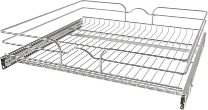 Rev-A-Shelf Steel Wire Pullout Drawer Organizer Shelf for Kitchen Cabinets, Slide Out Storage Basket, Min Opening Width of 23.5", 24" x 22", 5WB1-2422CR-1