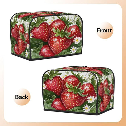 Fruit Strawberry Toaster Cover 2 Slice Wide Slot Washable Toaster Covers | Flower Art Dust and Fingerprint Protection Bread Maker Covers for Kitchen Accessories Decor Bakeware Women Gift