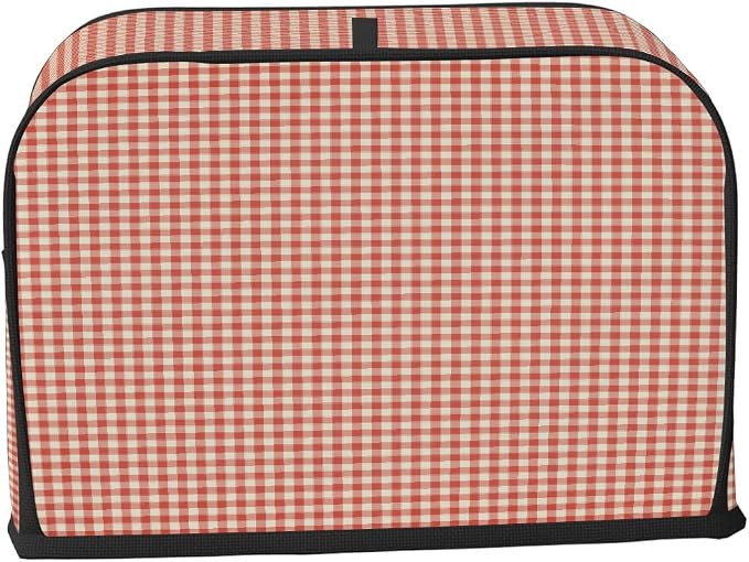 Red Retro Stripes Toaster Cover 4 Slice Wide Slot Washable Kitchen Appliance Covers Fingerprint Bread Machine Dust Cover Small Toaster Oven Accessories Covers Bread Maker Bag Women Gift