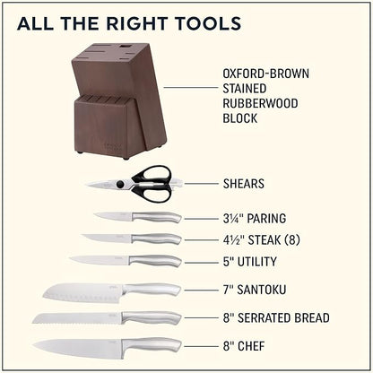 Chicago Cutlery Insignia (13-PC) Kitchen Knife Block Set With Wooden Block, Contoured Handles and Sharp Stainless Steel Professional Chef Knife Set & Scissors