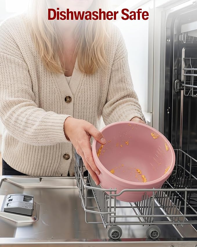 Silicone Bowl Liner for KitchenAid Tilt-Head 5QT Mixers, Kitchen Aid Accessories and Attachments for Baking and Cooking, Fits 5 Quart Mixing Bowl with Lids(Misty Rose, 5QT)