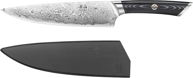 Cangshan KURO Series 8-Inch Chef's Knife with Sheath, High Carbon X-7 Damascus Steel, 504258