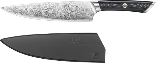 Cangshan KURO Series 8-Inch Chef's Knife with Sheath, High Carbon X-7 Damascus Steel, 504258