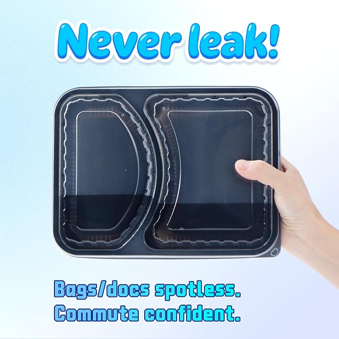YANGRUI Meal Prep Containers 40 Pack 41 oz - Shrink-Wrapped No Pre-Wash | 2 Compartment Leak-Resistant Bento Box | BPA Free Shatterproof PP | Microwave Safe To-Go Food Storage for Leftovers & Parties