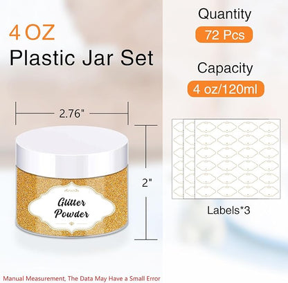 PeacePeo 72 Pcs Plastic Jars, 4 OZ Plastic Jars with White Lids Round Clear Storage Containers Jar Leak Proof Empty Containers with Lids for Slime Travel Refillable Slime Storage Jar for Small Product