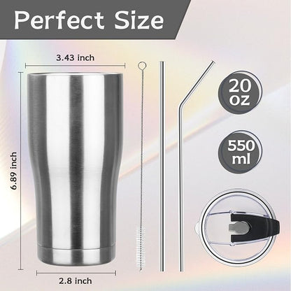 MEZMUT 20oz Coffee Tumbler with Lid and Straw Double Wall Vacuum Insulated Cup Stainless Steel Travel Mugs Insulated for Hot and Cold Leakproof Powder Coated Tumbler for Indoor and Outdoor