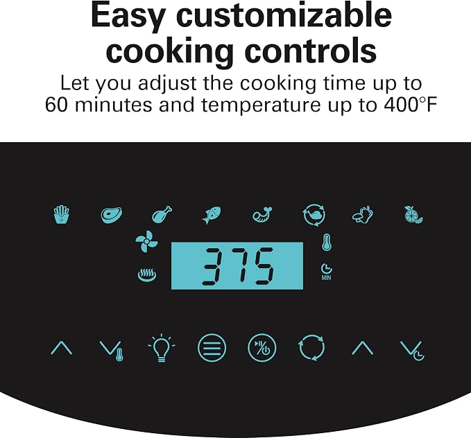 Hamilton Beach 11.6 QT Digital Air Fryer Oven with Rotisserie, 8 Pre-Set Functions including Dehydrator, Roaster & Toaster, 1700W, Black (35073)