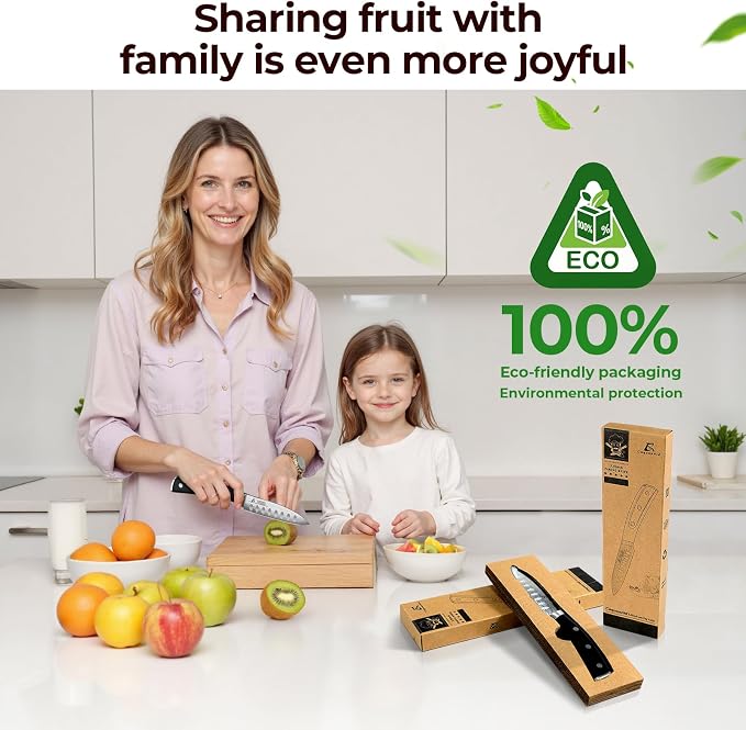CoquusAid Paring Knife 3.75 Inch Fruit Knives, Small Kitchen Knife, Ultra Sharp German Stainless Steel Vegetable Knives, Damascus Pattern, Full Tang Handle Design, Elegant Black Ideal for Gift