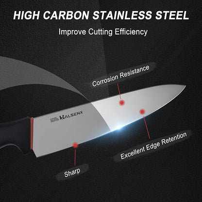 5.5" Kitchen Utility Knife, High Carbon Stainless Steel Sharp Blade With Non-Slip Softgrip Handle, Multi-Purpose Paring Knife for Fruits, Vegetables & Meat