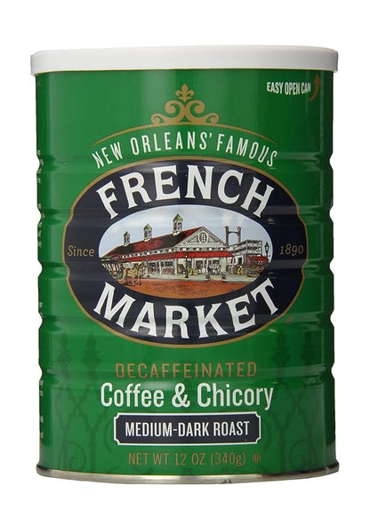 French Market Coffee & Chicory Decaffeinated Medium-Dark Roast Ground Coffee, 12oz Can (Pack of 1)