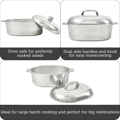 IMUSA 11in H. Cajun Cast Aluminum Oval Roaster with Lid