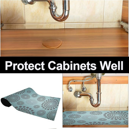 AiBOB Waterproof Under Sink Mat, Absorbent Quick Dry Sink Liners Protect Cabinets, Durable Shelf Liners, Slip Resistant and Non-Adhesive, 24X36, Blue/Grey