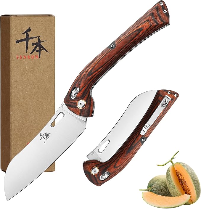 SENBON 440A Stainless Steel Lightweight Ultra Sharp Pocket Folding Chef Knife Peeling Practical Knife Fruit Knife Handle Camping Barbecue Journey Outdoor Portable Kitchen Knife