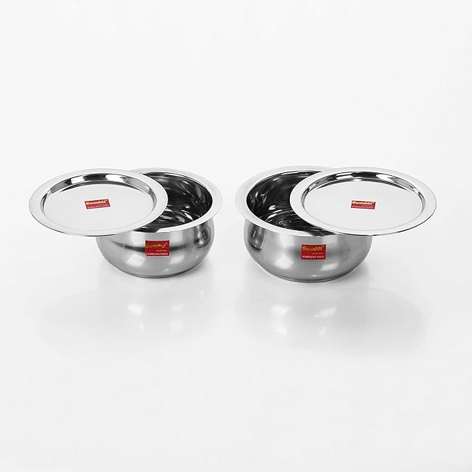 Sumeet Stainless Steel Cookware Set With Lid, 2.6, 3.3 L, 2 Piece (Steel), 3.3 liter