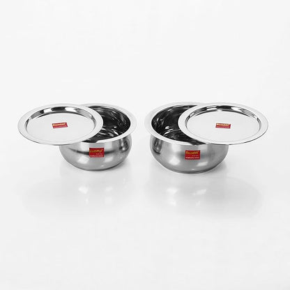 Sumeet Stainless Steel Cookware Set With Lid, 1.6, 2.1 L, 2 Piece (Steel), 2.1 liter