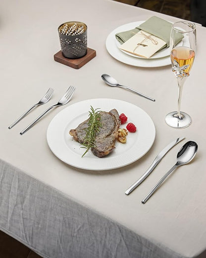 Lemeya 20-Piece Silverware Set for 4,Modern 18/10 Stainless Steel Flatware Set,Luxury Cutlery Set,Unique Utensils Set for Restaurant,Spoons and Forks Set,Mirror Polished,Dishwasher Safe