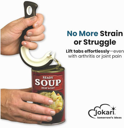 Ultimate Easy Open Ring Pull Can Opener 3 Pack by Jokari. Durable Non Slip Rubber Grip Makes Opening Aluminum Container Tabs Simple. Perfect for Protecting Nails and Folks with Joint Pain or Arthritis