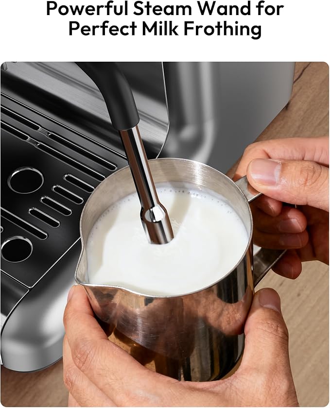 EUHOMY Espresso Machine with Grinder, 20 Bar Professional Espresso Coffee Maker for Home,with Milk Frother for Latte, Cappuccino & Barista-Style