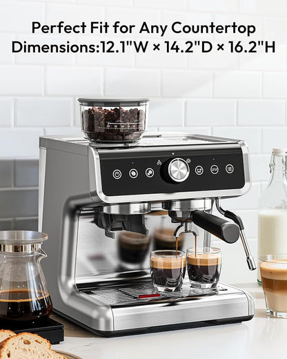 EUHOMY Espresso Machine with Grinder, 30 Grind Settings, 20 Bar Coffee Maker with 58mm Portafilter, Expresso Coffee Machines with Touch Screen for Home, Milk Frother for Latte & Cappuccino