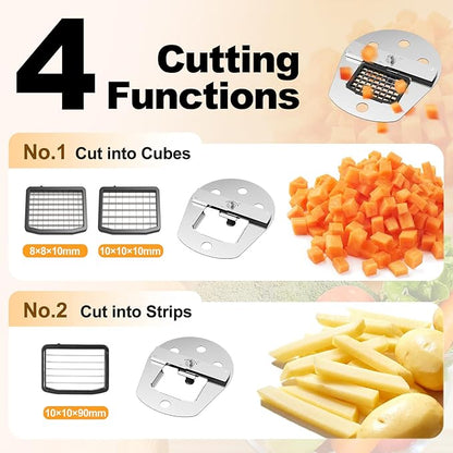4-In-1 Electric Vegetable Chopper, 200W Vegetable Slicer Food Processor, Veggie Food Cutter With Slicing Shredding Dicing And Striping Function For Commercial Home Use
