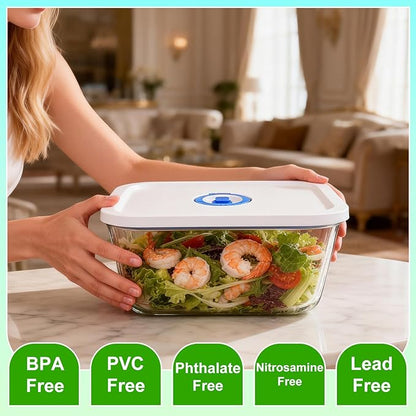 Elmond Glass Vacuum Containers (3-Size Set S M L)– Universal Compatible with Nozzles 2.4-3.8cm/0.95-1.5 in – For Handheld & Desktop Sealers
