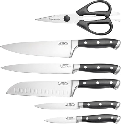 Cuisine::pro Artisan™ Knife Block (Licht, 7 Piece Set) - Premium German Stainless Steel, Complete Knife Set, Full Tang Handles, Guard Lip, Stylish Block Display, Professional Kitchen Knives