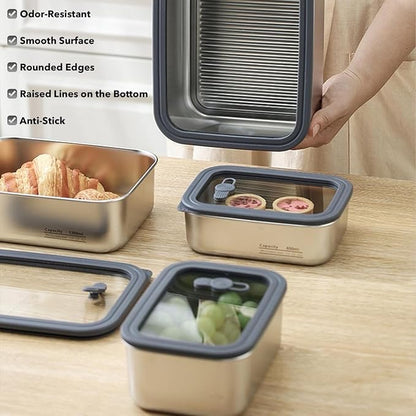 Stainless Steel Food Storage Container-2600ml Leakproof, Airtight Stainless-Steel Bowl with Lid, Freezer/Dishwasher/Microwave Safe Container, Durable & Stackable Stainless Steel Container with Lid
