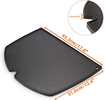 For Weber Q Griddle, 6506 Cast Iron Griddle for weber Q300 Q320 Q3000 Q3100 Q3200 Series Gas Grills Parts, Grill Griddle Insert for 57060001 586002 426001 56010049 404341, 17.8" x 12.4"