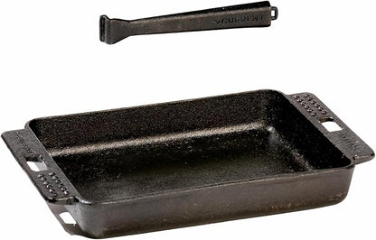 Current® Cast Iron Sizzle Plates 3-Piece Set - Deep Pan, Shallow Pan, Grill Pan with Removable Handle, Pre-Seasoned, Heat Retention, Compatible Model P Pizza Oven